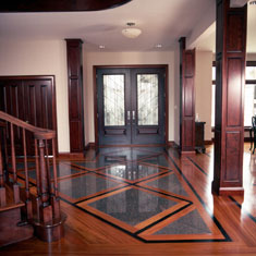 Brazilian Cherry and Dakota Graphite - view of door and foyer